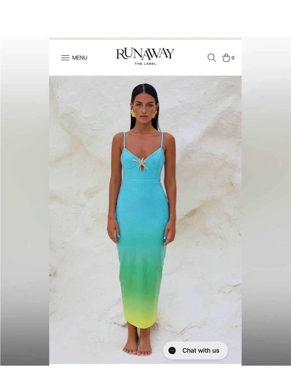 Runaway The Label Aqua-to-Lime Ombre Maxi Dress with Back Slit